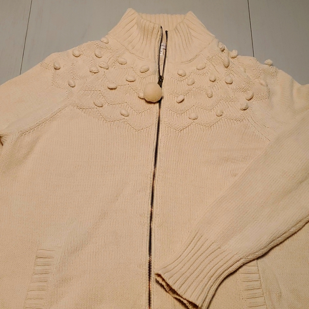 Isaac Mizrahi LIVE! Knitted zip down Sweater, Nobby detail.